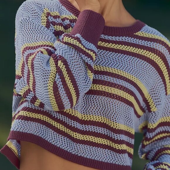 NWT By Anthropologie Striped Knit Top in S - Picture 1 of 7